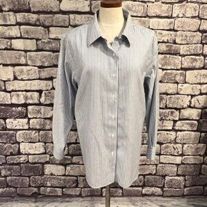 Talbots Wrinkle Resistant Striped Button Down Long Sleeve Blouse Size 22WP